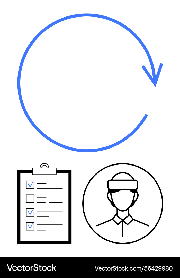 Progress cycle with checklist and profile icon Vector Image