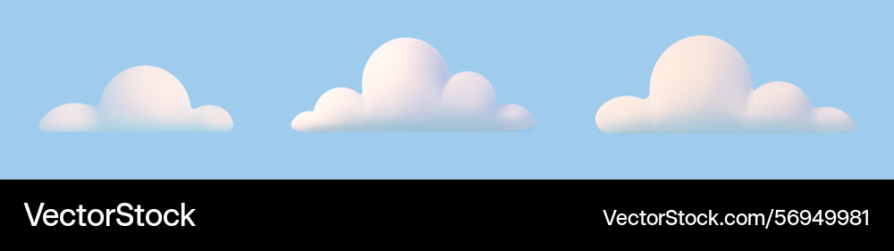 3d set realistic simple clouds 3d set realistic simple clouds Vector Image