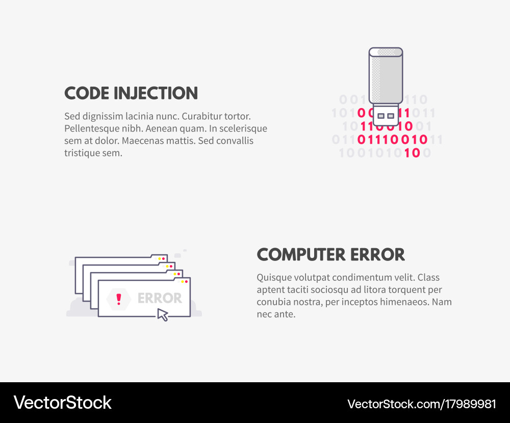 Code injection and computer error cyber security Vector Image