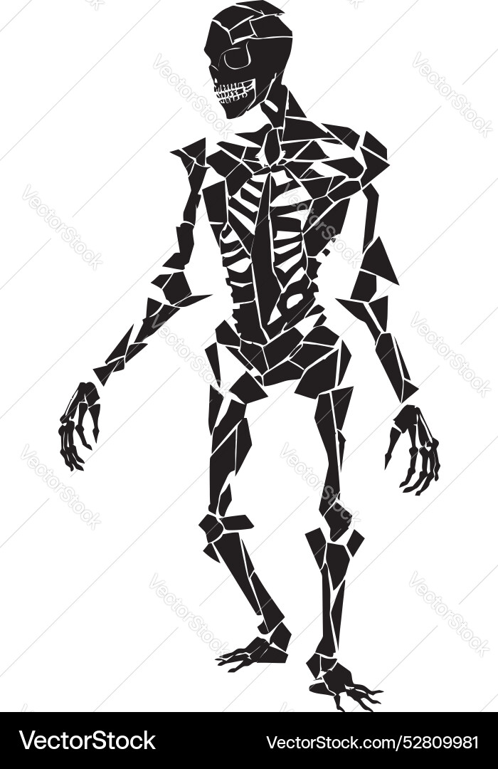 Crackcraft skeleton symbol splintered shape Vector Image