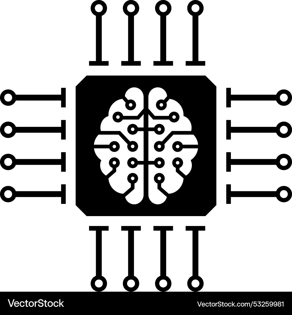 Processor with brain icon design Processor with brain icon design vector image