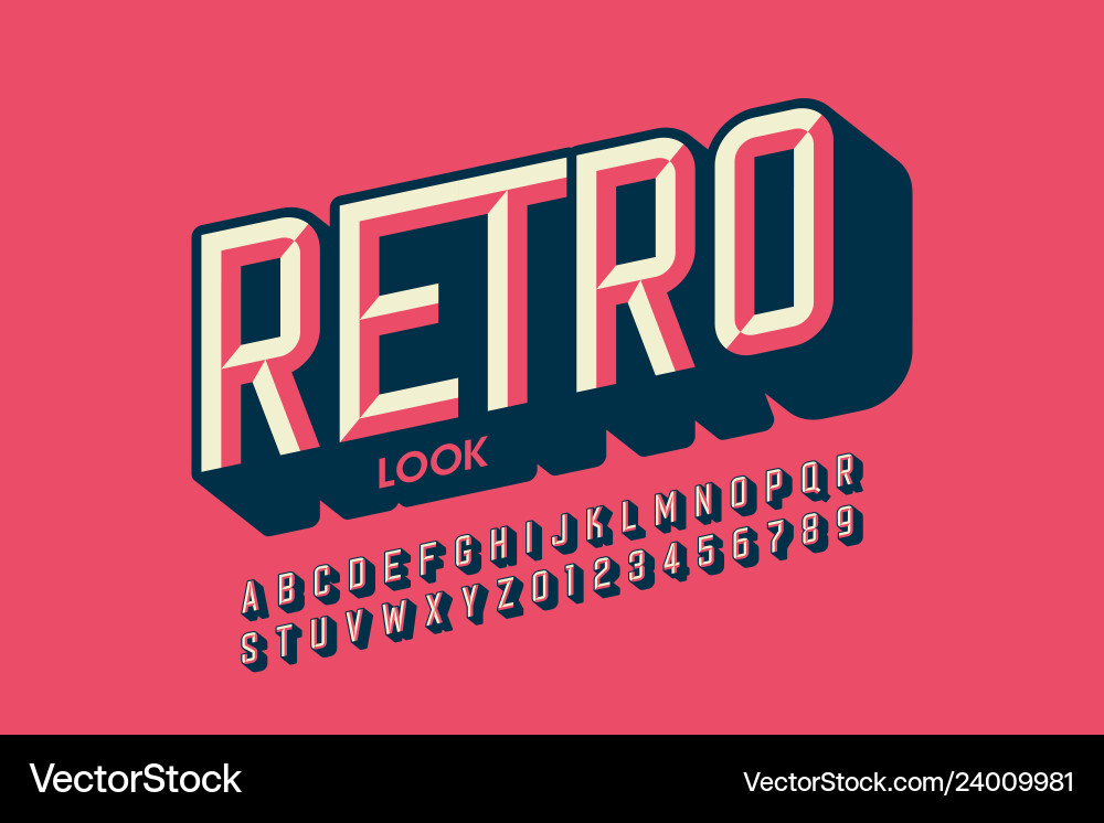 Retro Font Collection Vector Image