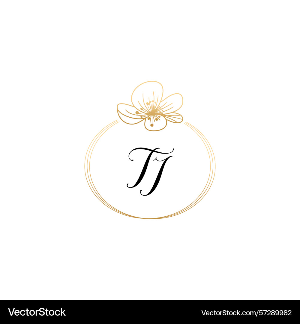 Botanical monogram logos with initial ti Vector Image