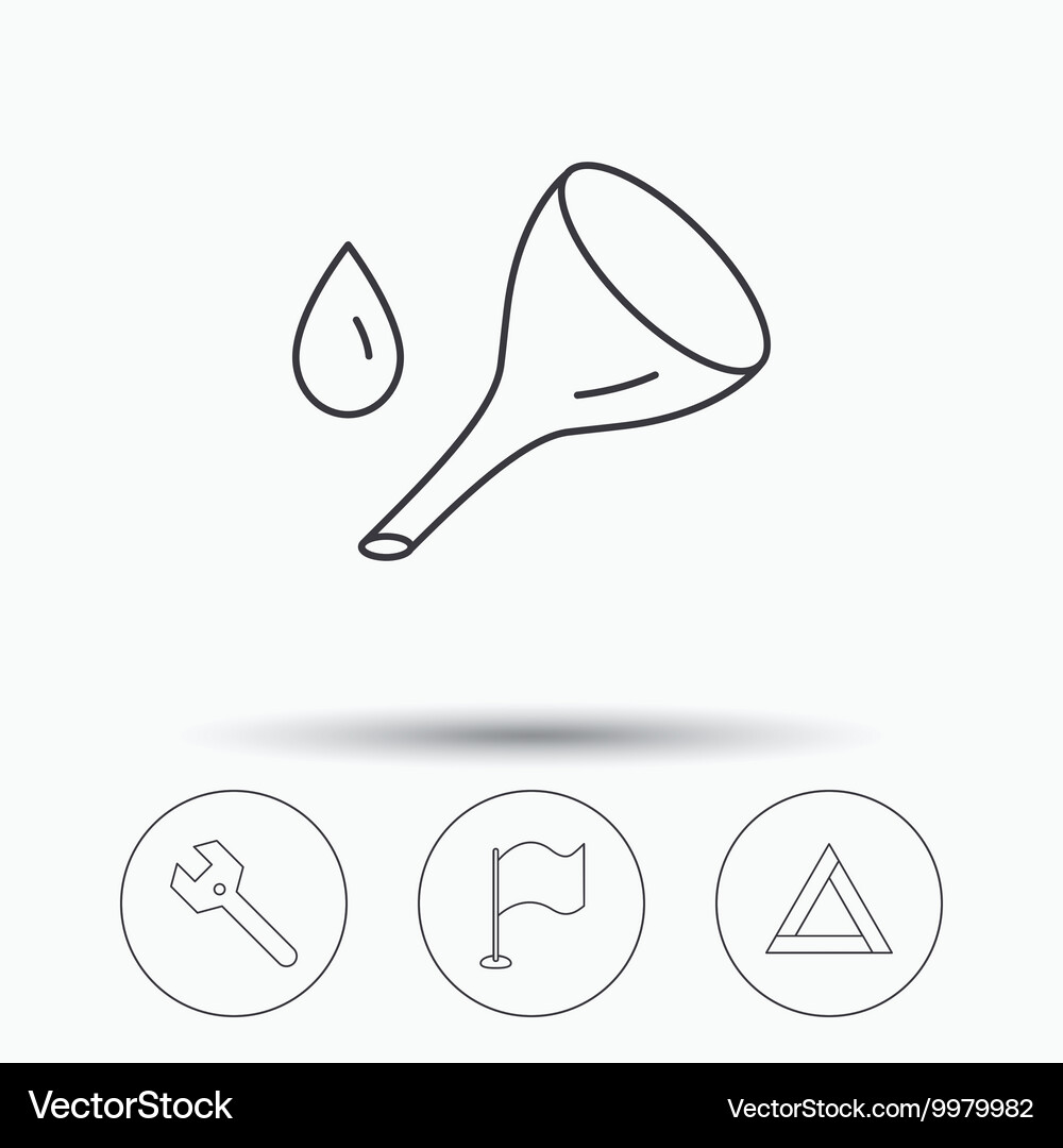 Flag pointer emergency sign and wrench key Vector Image