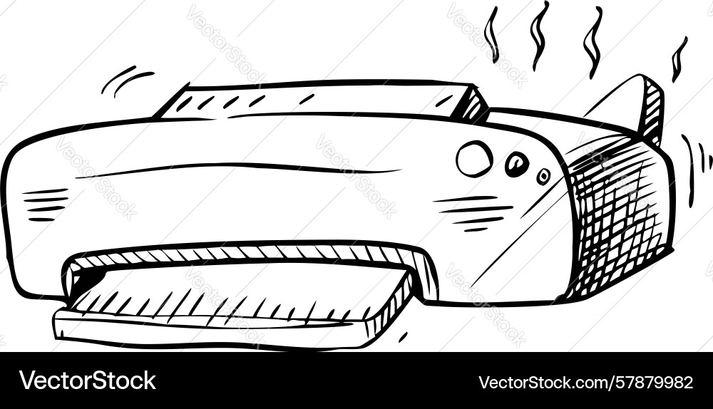 Overworked printer steaming symbolizing high Vector Image