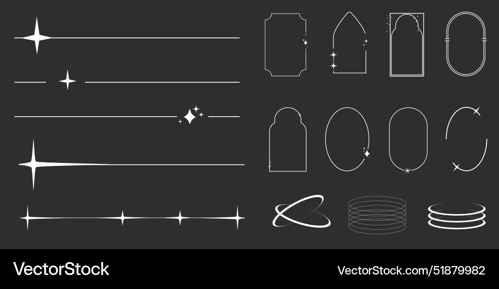 Set of y2k minimal geometric shapes thin line Set of y2k minimal geometric shapes thin line vector image