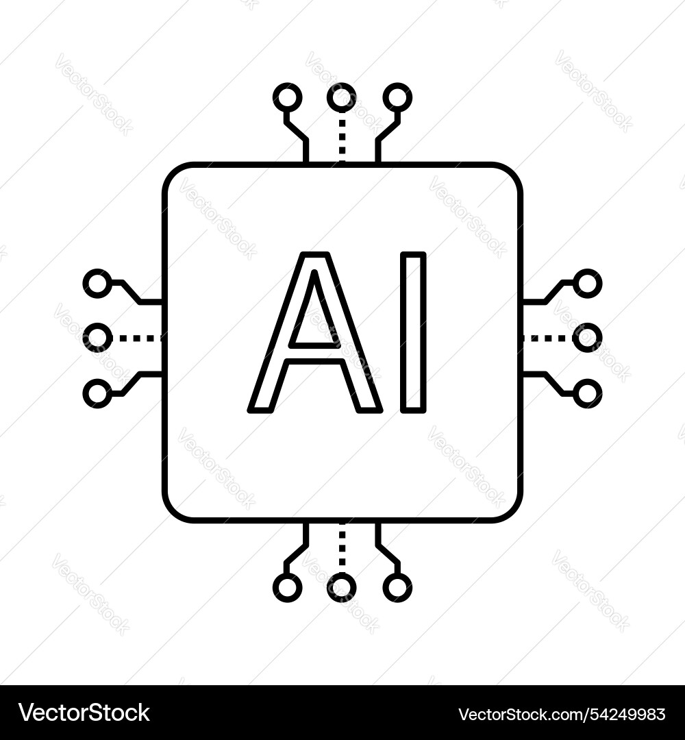 Ai processor chip for smart computing icon design Vector Image