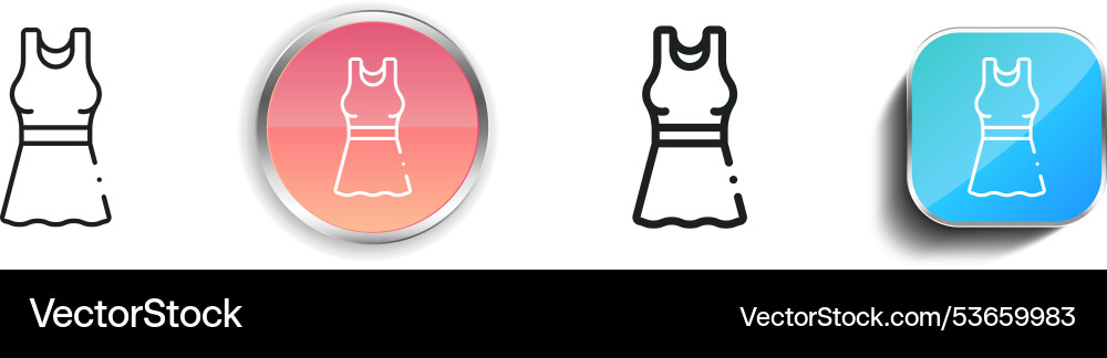 Dress icon thin linear regular and button style vector image