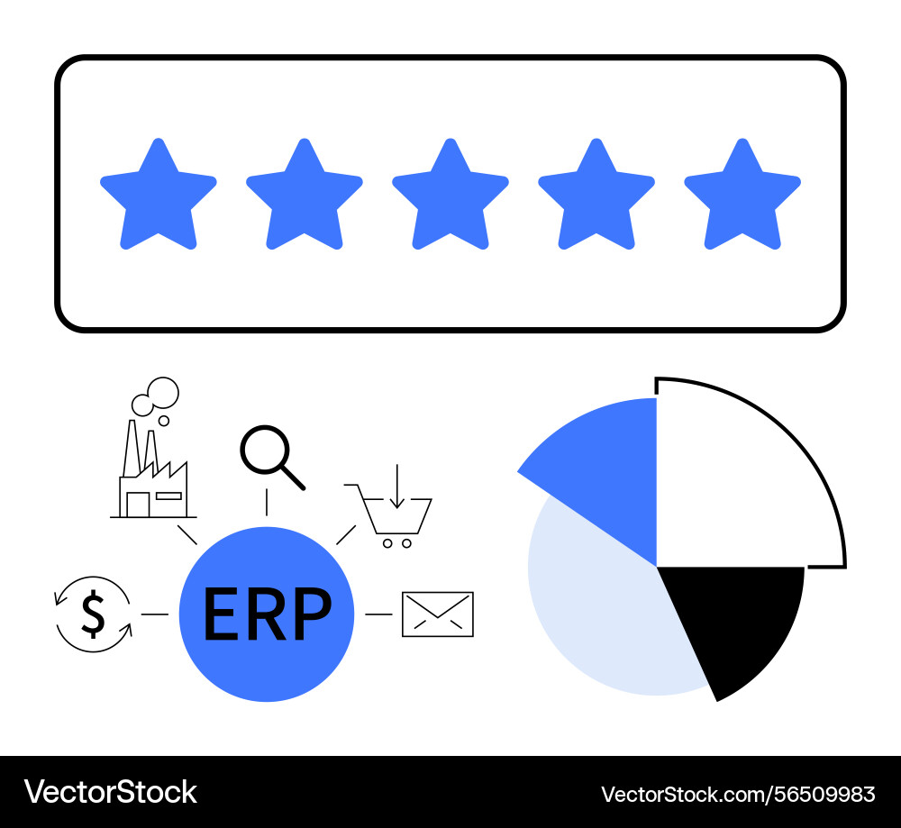 Erp system with five-star rating analytics Erp system with five-star rating analytics vector image