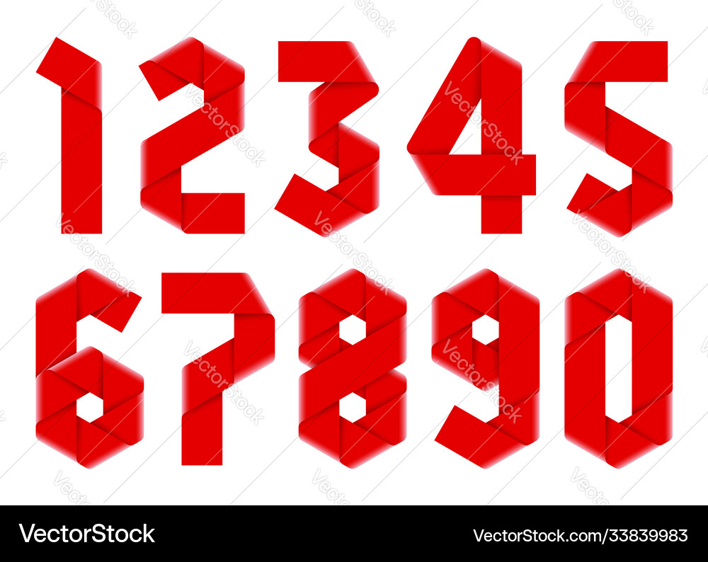 Folded Ribbon Numbers – Royalty-Free Vector | VectorStock