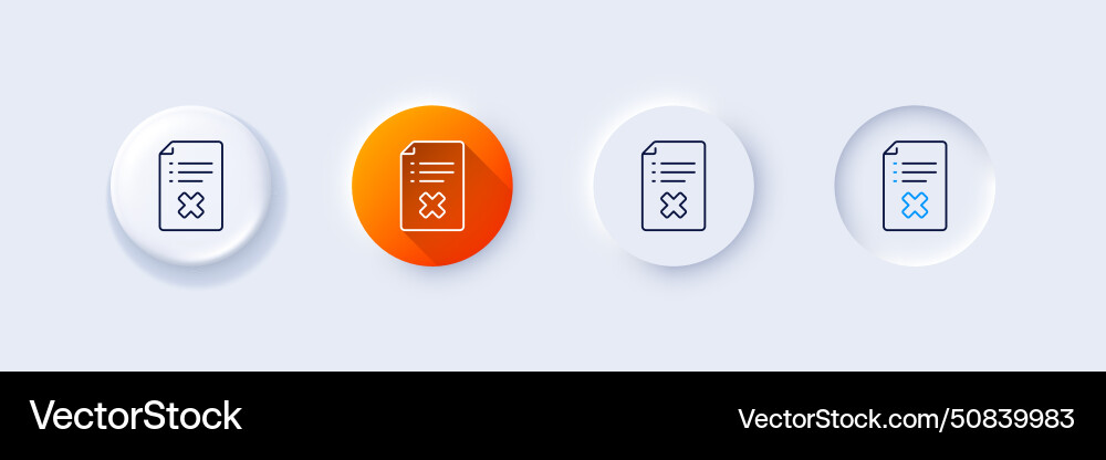 Reject file line icon decline document sign Reject file line icon decline document sign vector image