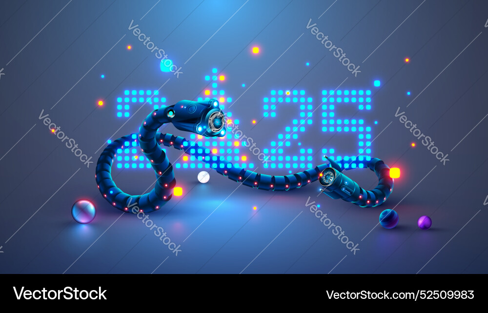 Robot snake with ai wrapped around number of new Robot snake with ai wrapped around number of new vector image