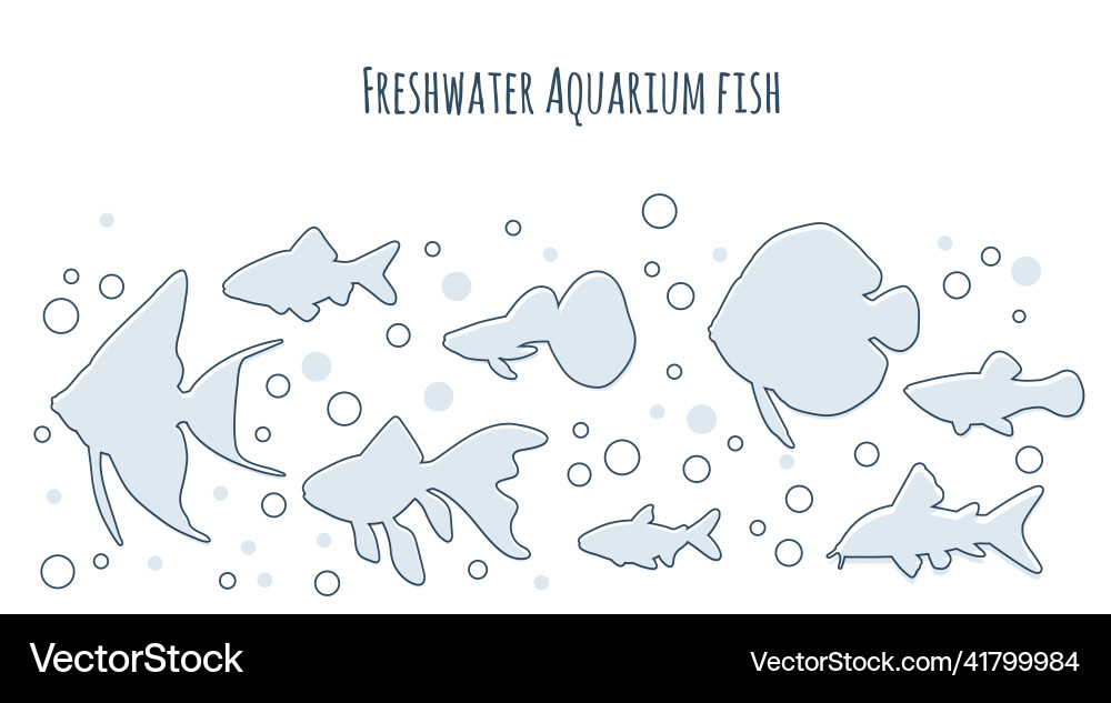Aquarium fish border line art style design Aquarium fish border line art style design vector image