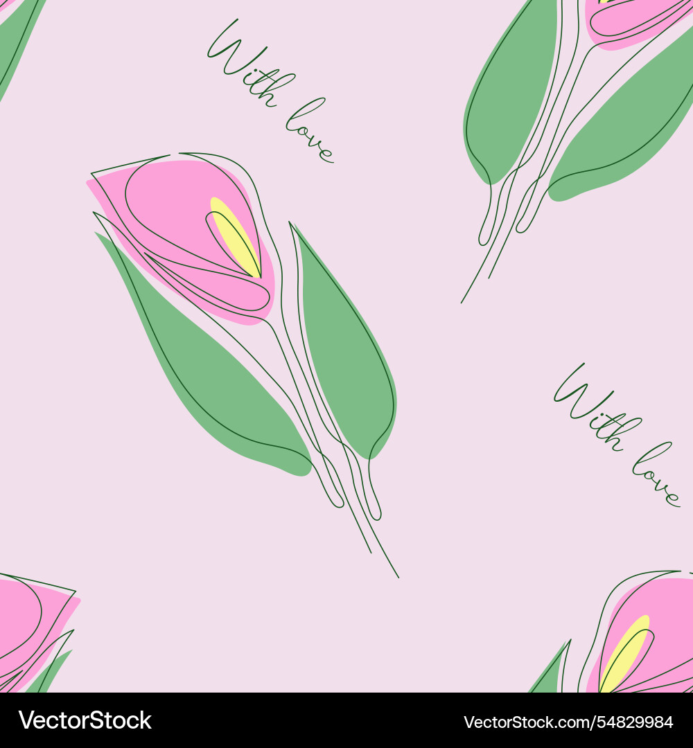 Calla lily pattern drawn in one line Vector Image