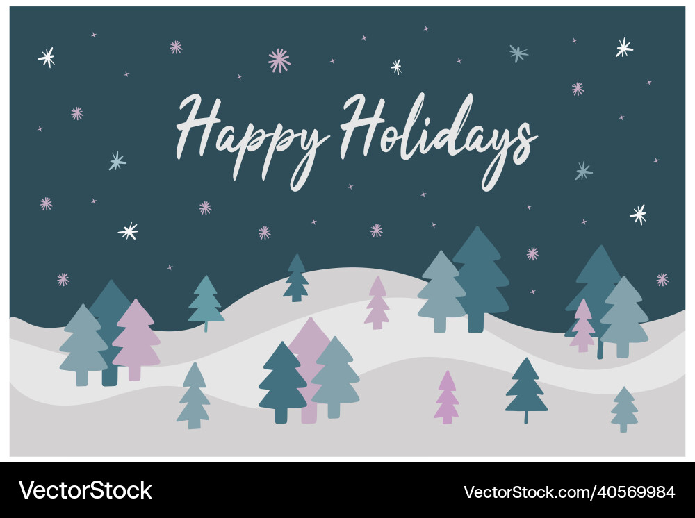Cute childish winter greeting card with text happy Cute childish winter greeting card with text happy vector image