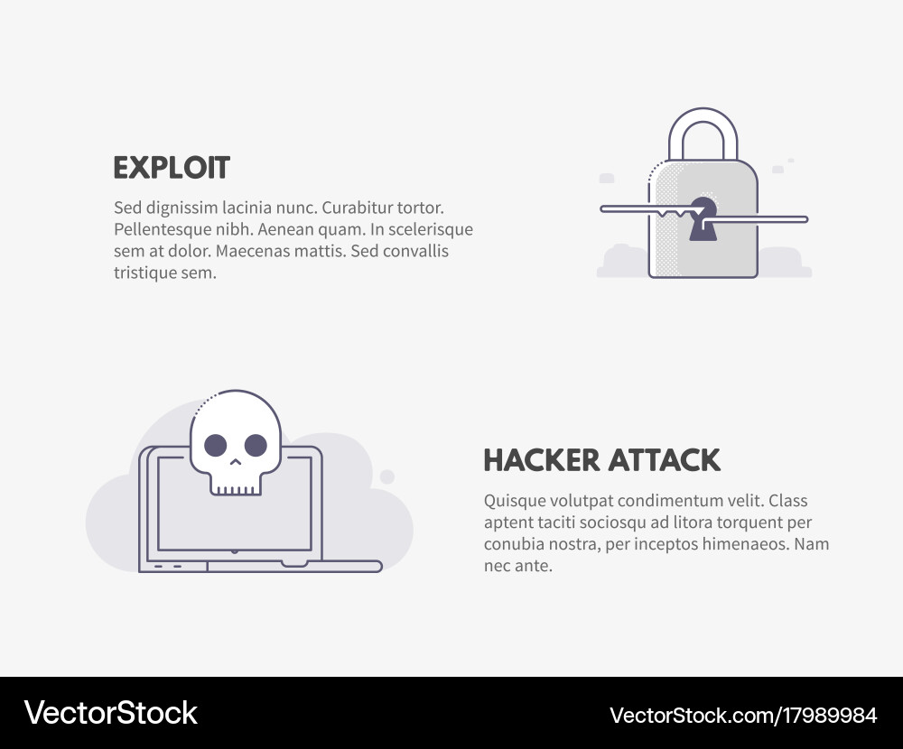 Exploit und Hacker Angriff Cyber Security Konzept Vektorbild
