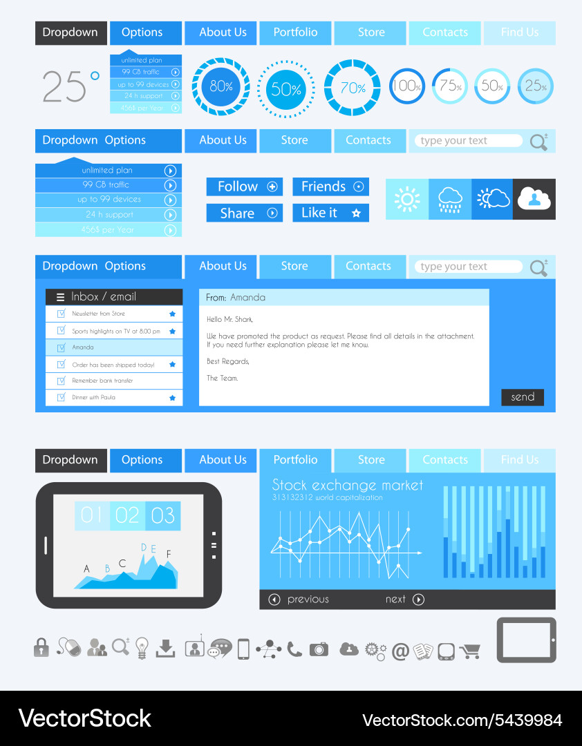 Flat UI Elements - Data & Info vector image