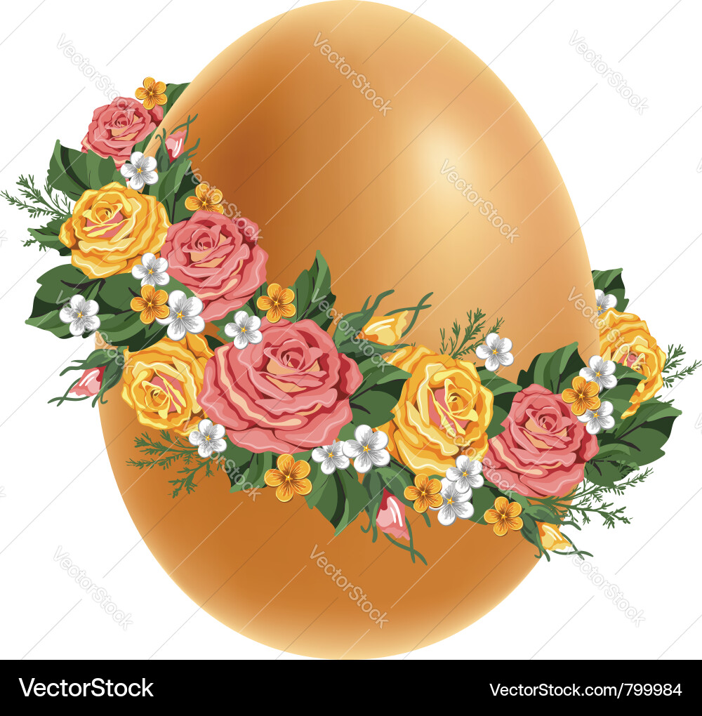 Floral Easter Wreath Vector Image