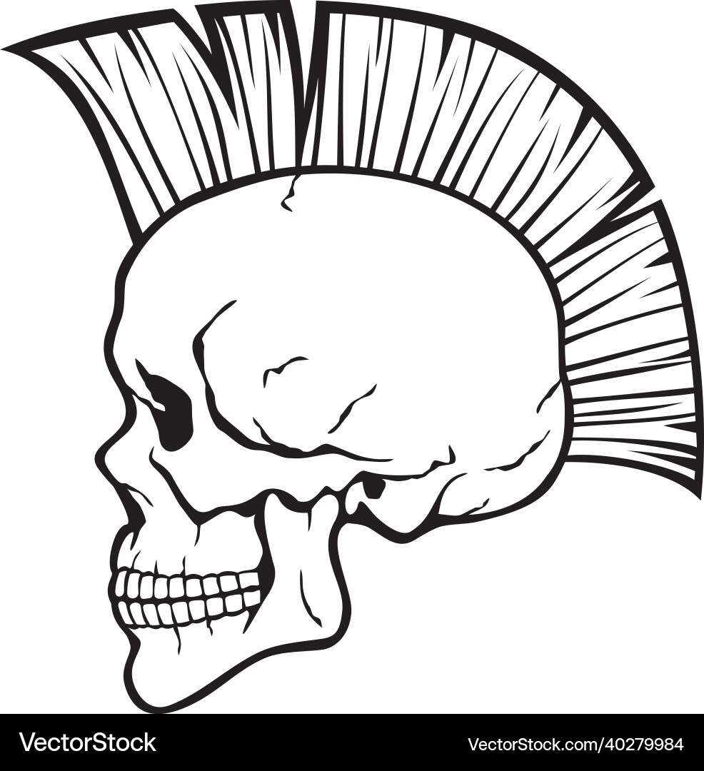 Mohawk Totenkopf schwarz und weiß Mohawk Totenkopf schwarz und weiß vektorbild