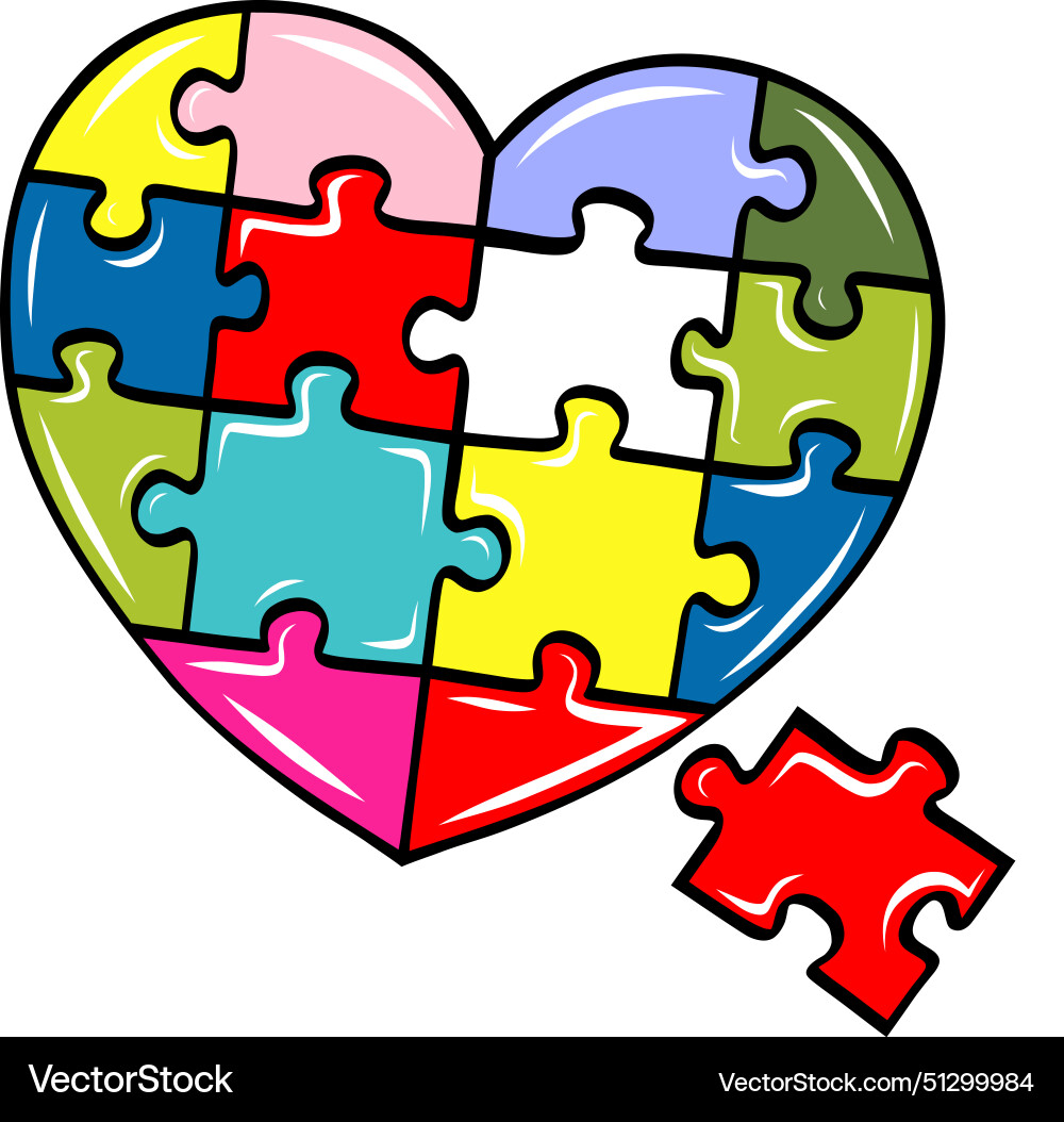 Puzzle colorful heart shape Royalty Free Vector Image