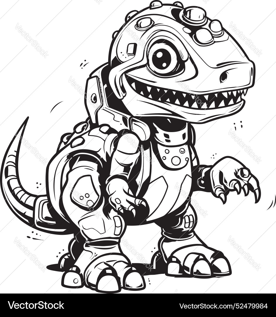 T rex tech dynamic icon of robotic dinosaur T rex tech dynamic icon of robotic dinosaur Vector Image