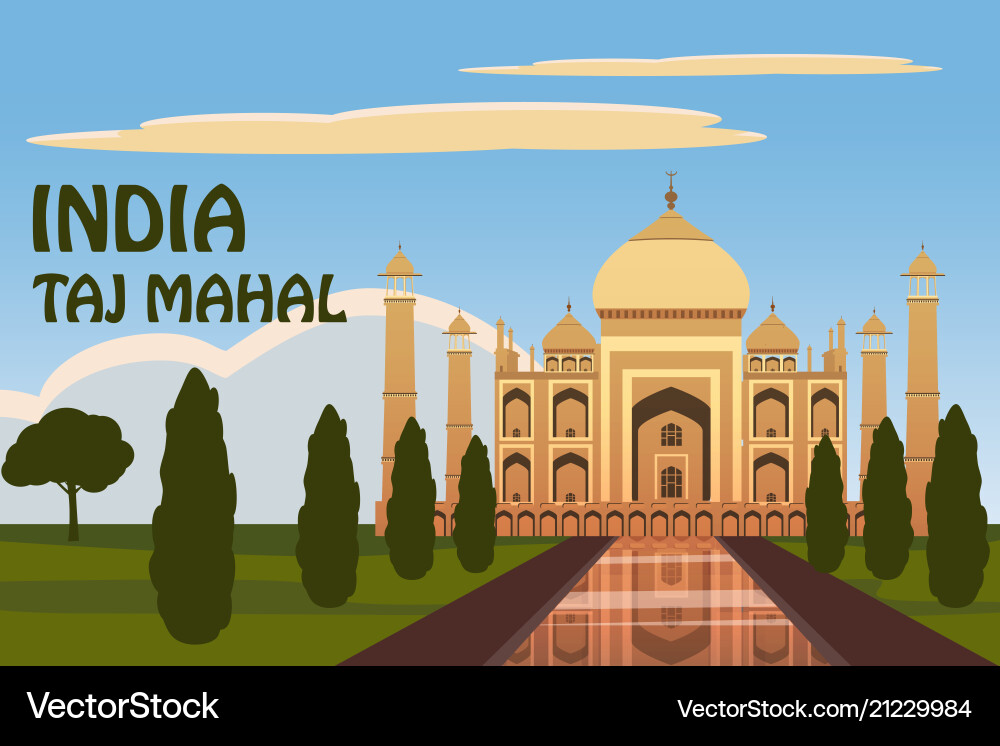 Taj mahal white marble mausoleum on the south Taj mahal white marble mausoleum on the south vector image