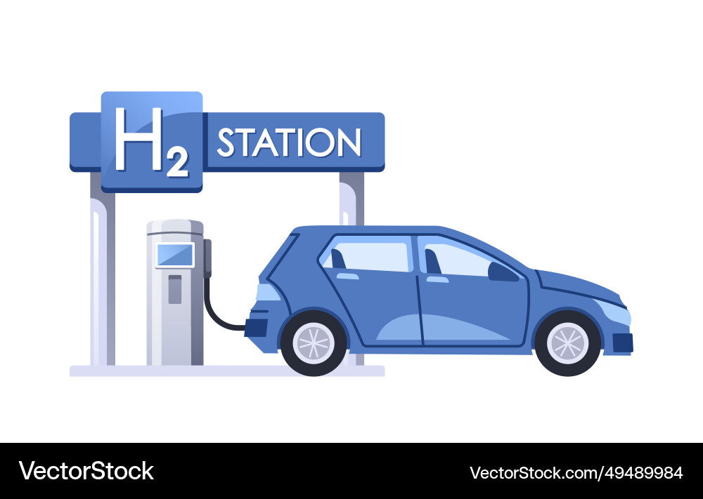 Wasserstofftankstelle spendet saubere Energie Wasserstofftankstelle spendet saubere Energie vektorbild