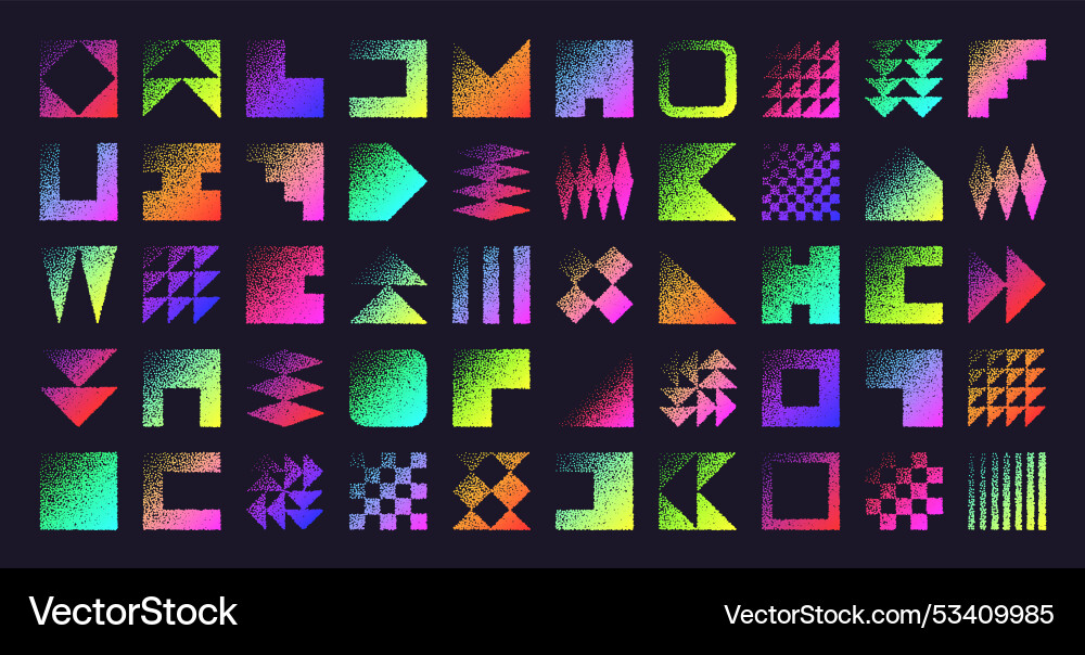 Brutalist geometric shapes dotted objects Vector Image