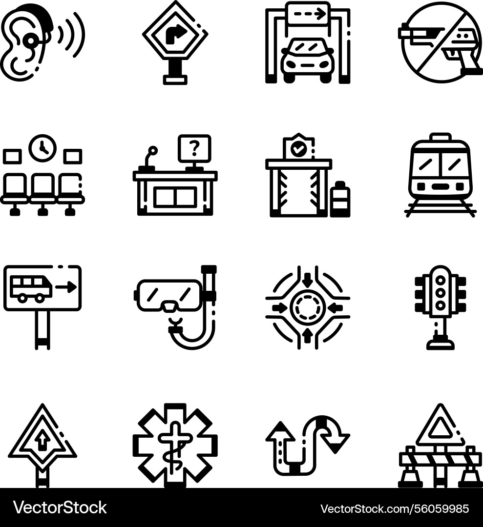 Bundle of wayfinding symbols linear icons vector image