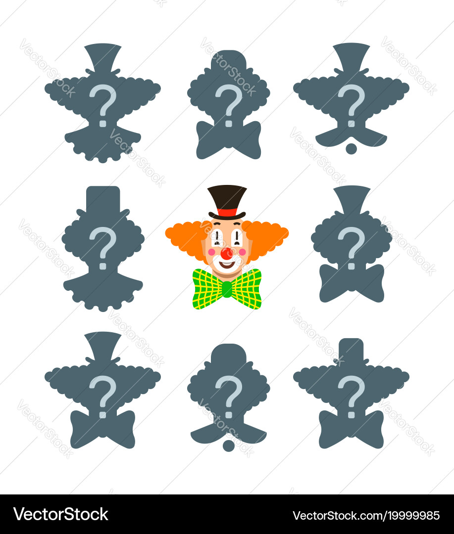 Clown Shadow Matching Puzzle vector image