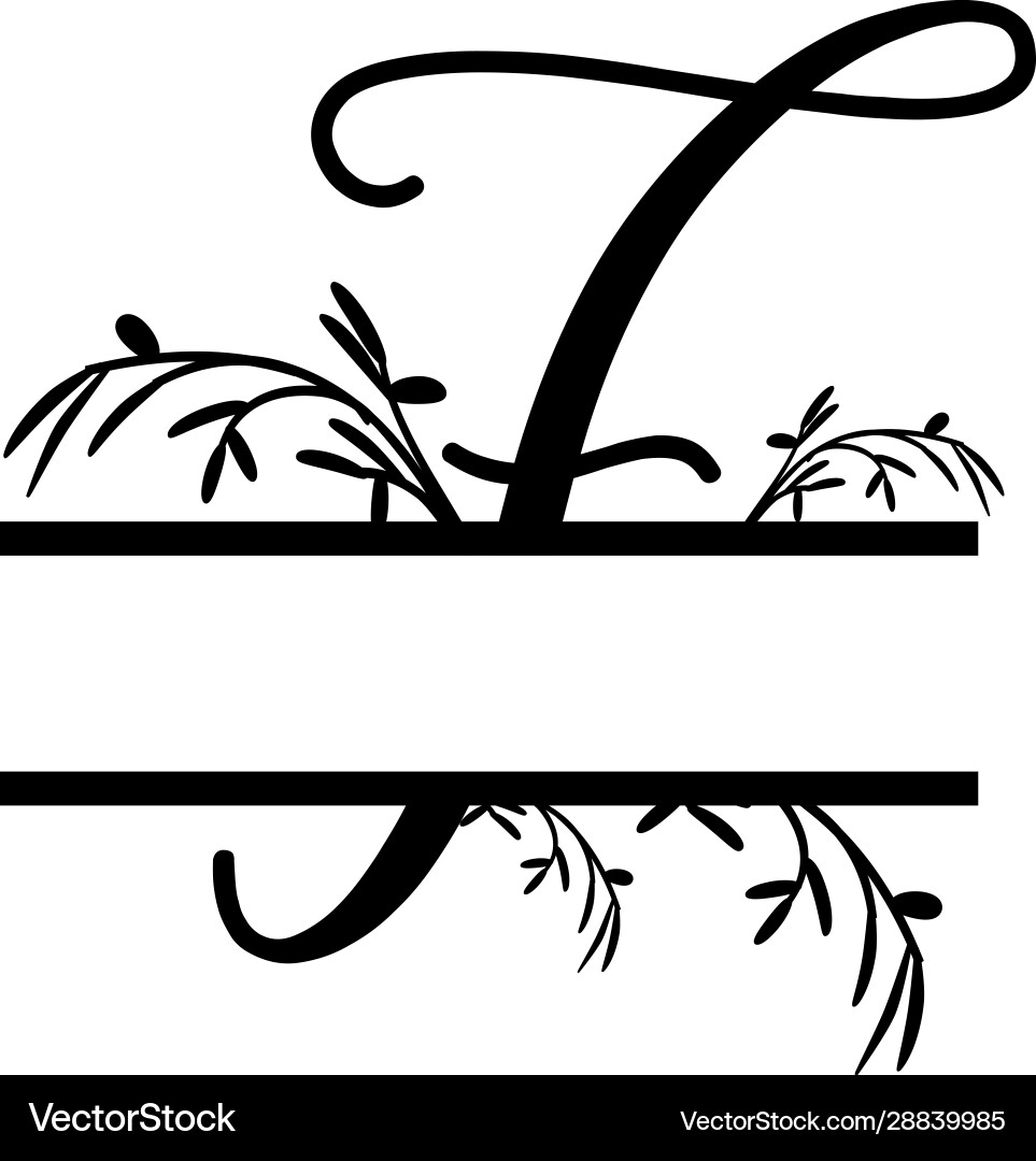 Elegant F Initial Monogram with Floral Elements Vector Image