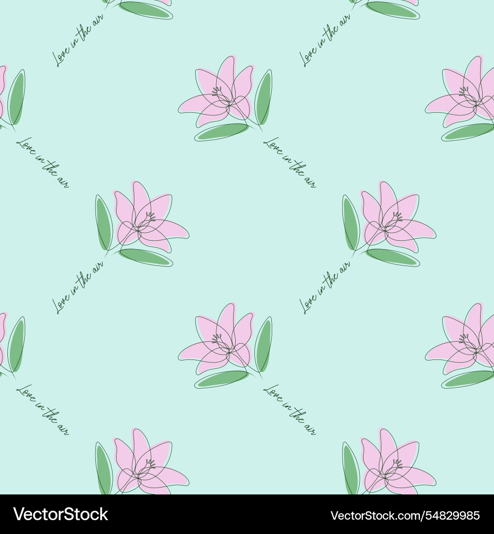 Lily pattern drawn in one line Vector Image