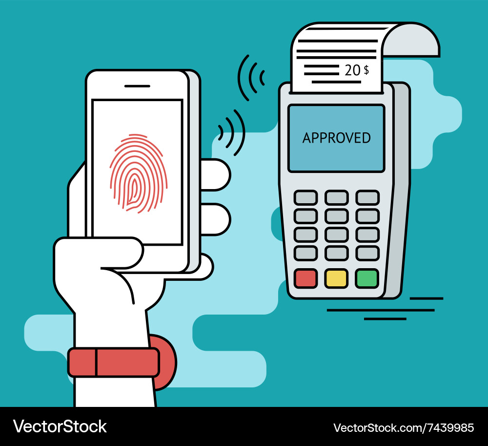 Mobile payment via smartphone using fingerprint vector image