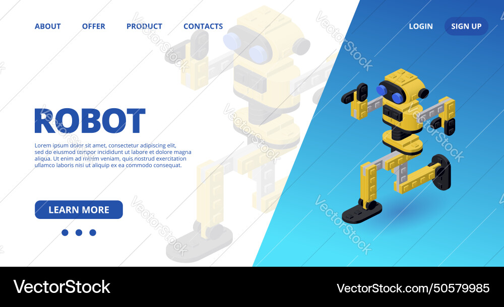 Web template with a dancing robot Web template with a dancing robot vector image