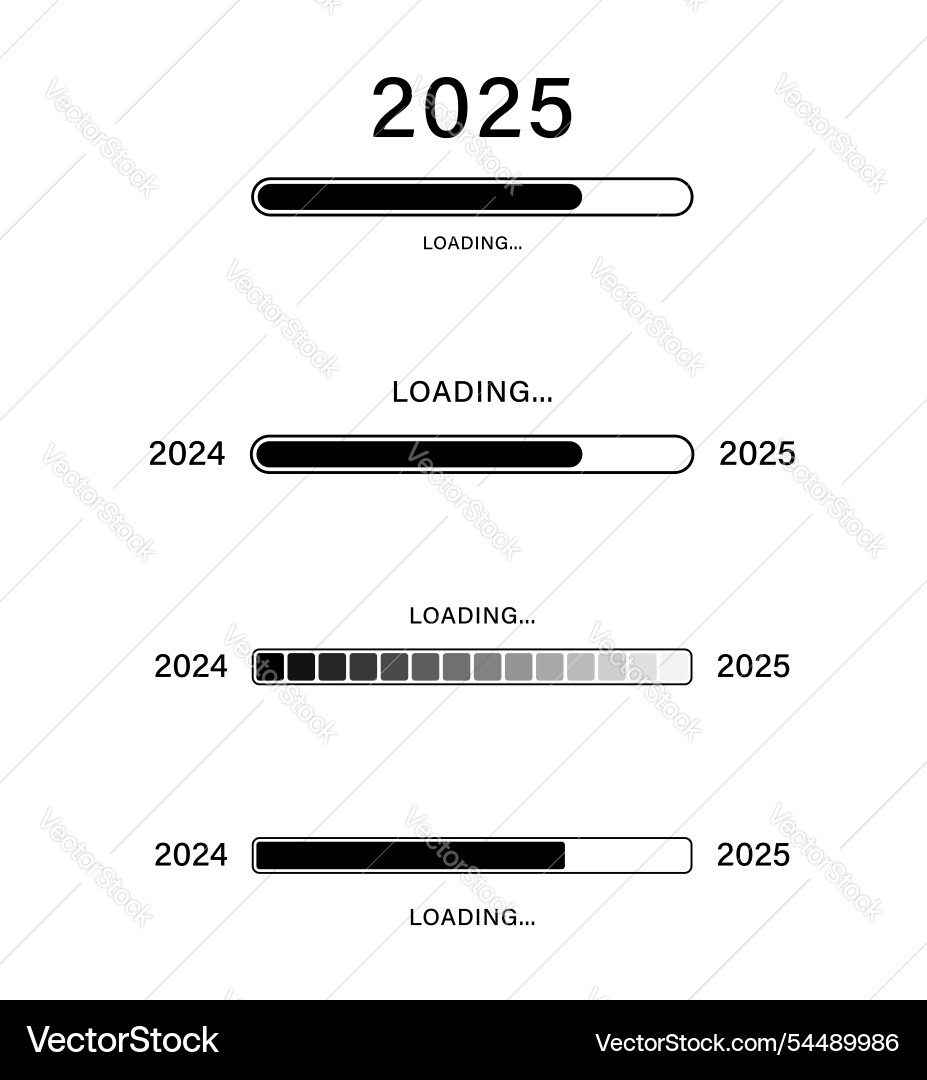 2025 loading progress bar collection on white vector image