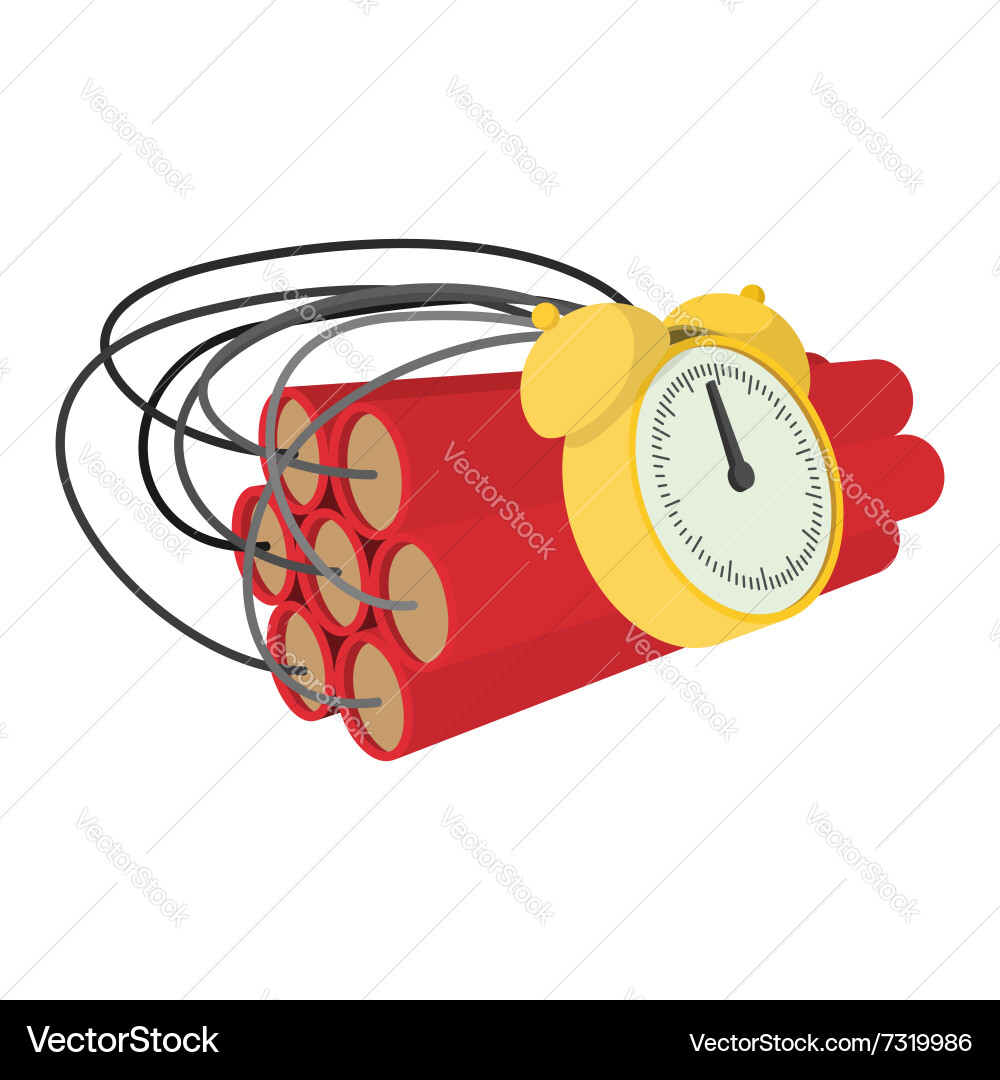 Bomb with clock timer cartoon icon vector image