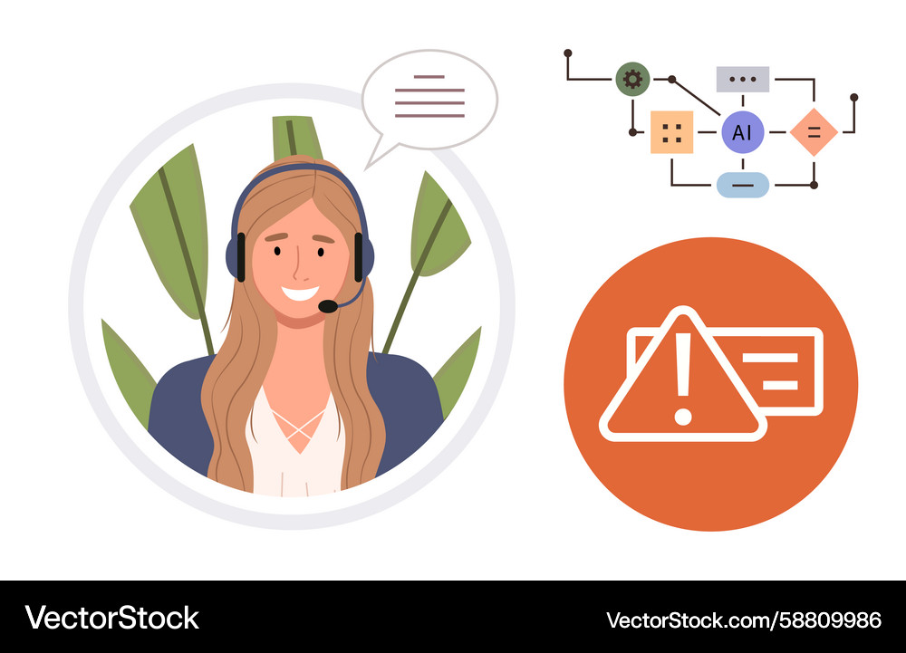 Call center support agent with ai integration Call center support agent with ai integration Vector Image