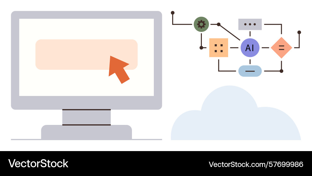 Cloud computing and ai workflow with interactive Cloud computing and ai workflow with interactive Vector Image