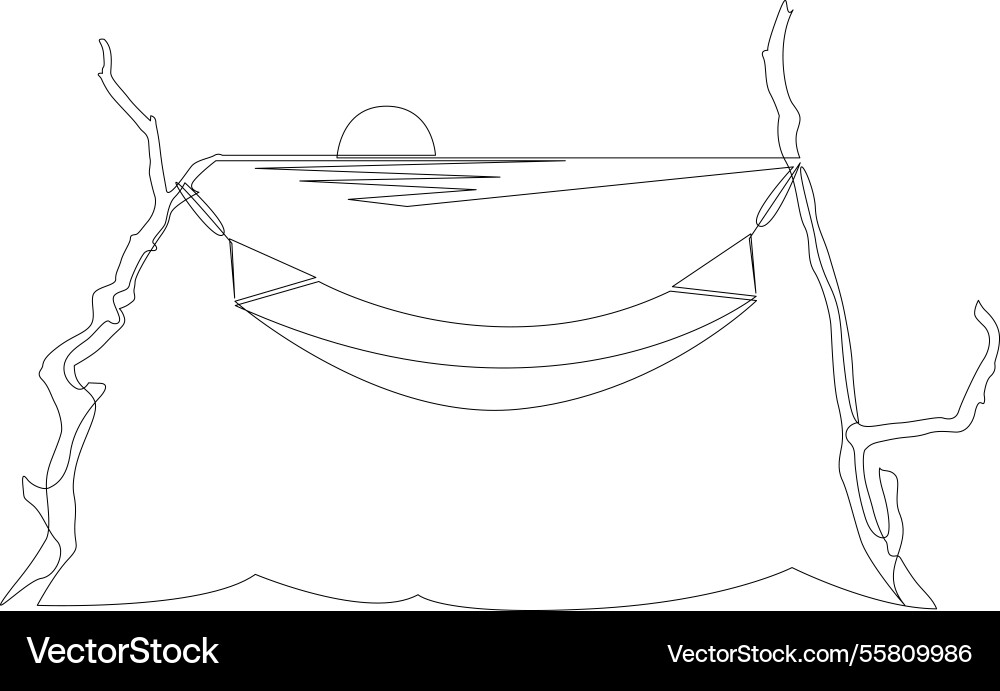 Continuous one line drawing of hammock hanging Continuous one line drawing of hammock hanging vector image