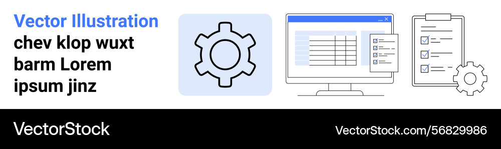 Gear checklist and data displayed on monitor Vector Image