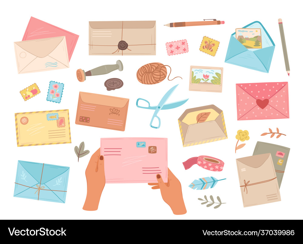 Handmade Envelopes and Mail Royalty Free Vector Image