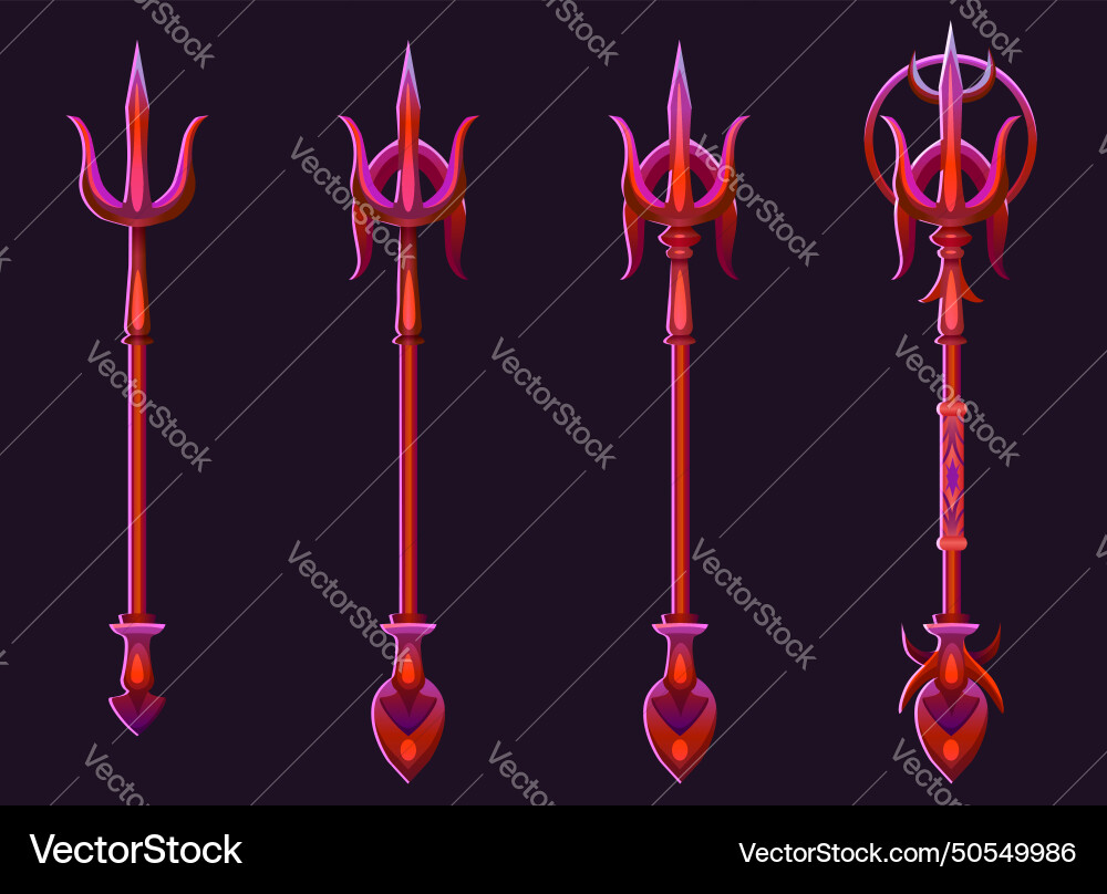 Magic red trident for game ui level rank design Magic red trident for game ui level rank design vector image