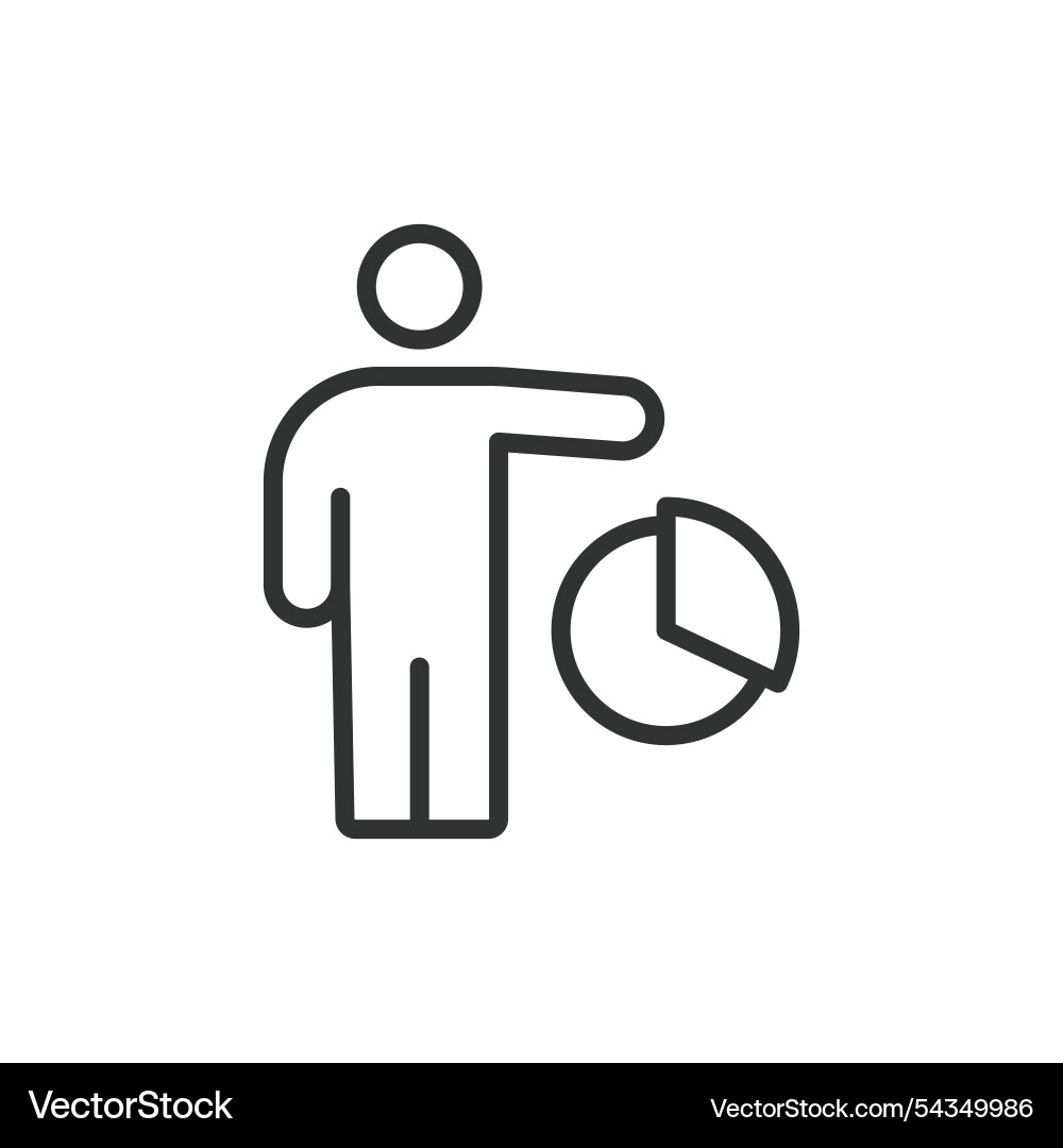 Man and pie chart icon in line design Man and pie chart icon in line design vector image