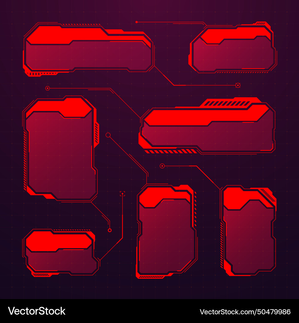 Red futuristic hud or ui elements sci-fi user Red futuristic hud or ui elements sci-fi user vector image