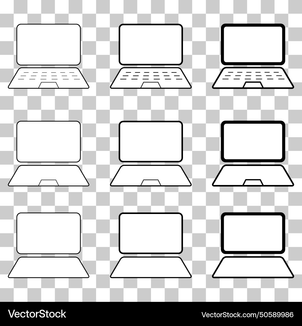 Set of laptop flat web icon notebook computer Set of laptop flat web icon notebook computer vector image