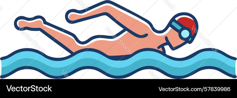 Swimmer in water with goggles design generative Vector Image