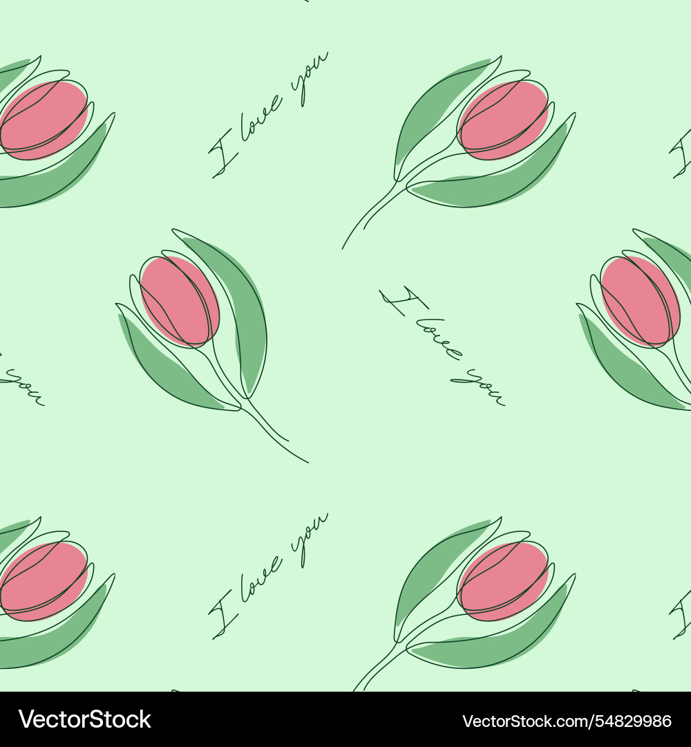 Tulip pattern drawn in one line Vector Image