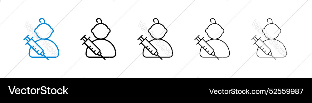 Baby vaccination icon set on white background Vector Image