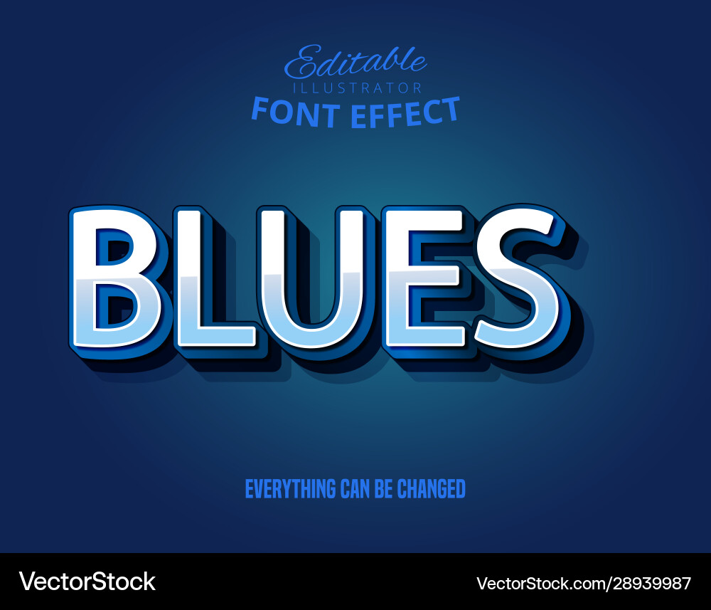 Blues text editable effect vector image