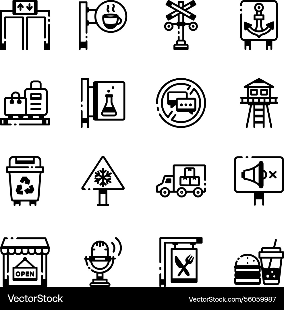 Collection of wayfinding guidance linear icons vector image